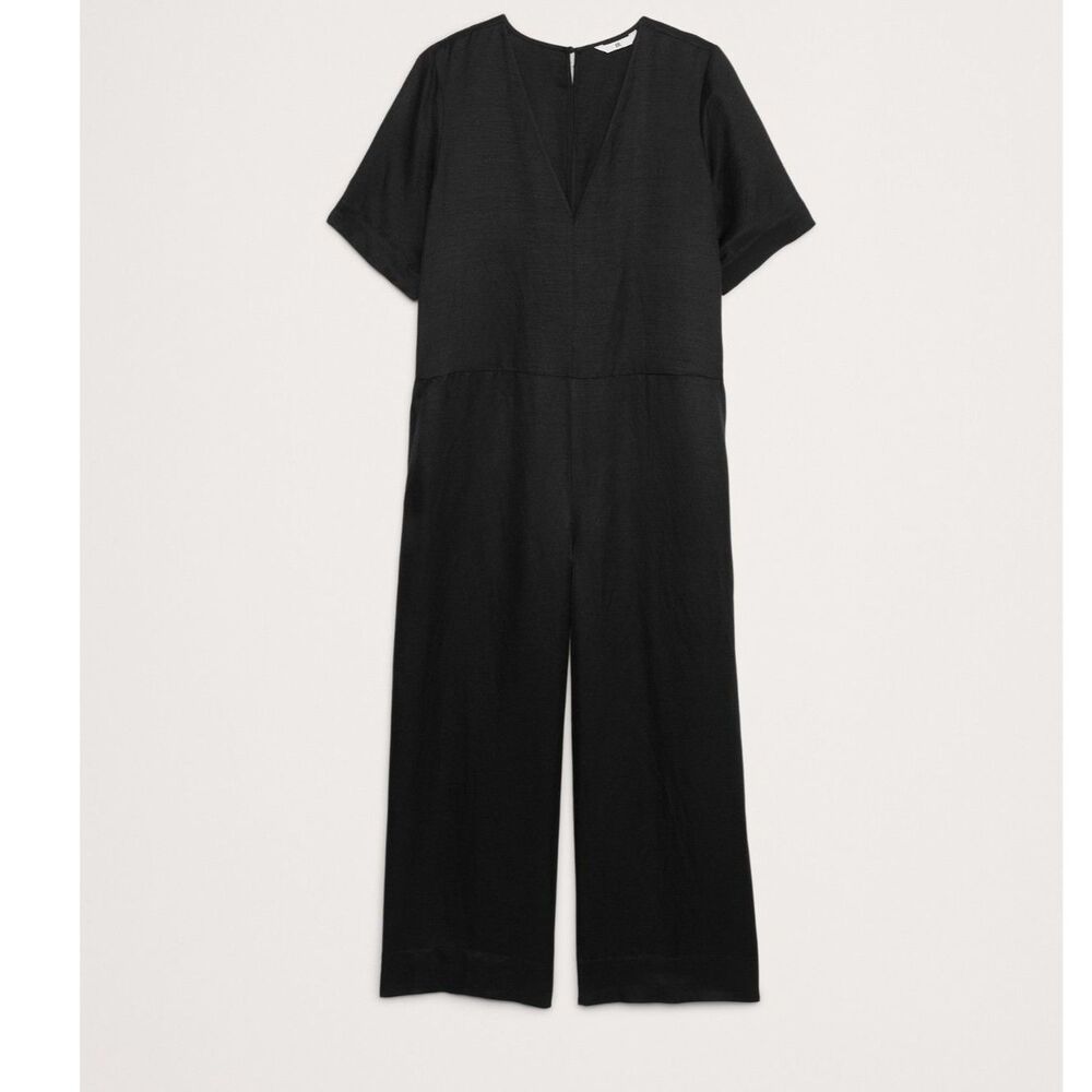 Banana Republic Viscose-Linen Wide-Leg Jumpsuit V-Neck Cropped Size Medium